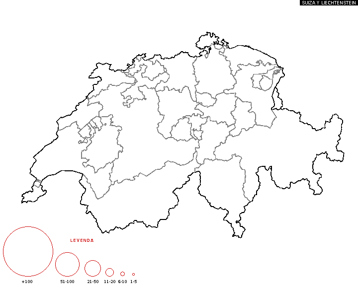 Mapa de Suiza y Liechtenstein