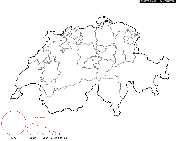 Mappa della Svizzera e Liechtenstein